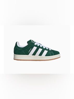 adidas Green Suede Campus Sneakers with White Stripes
